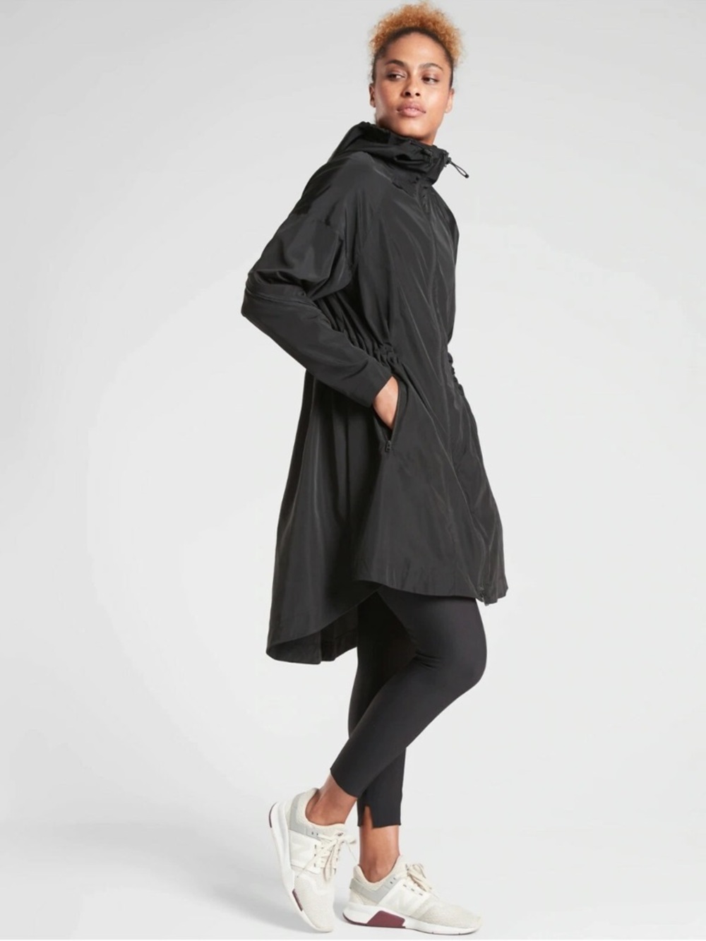 Athleta Women’s Solar Wind & Rain Anorak Jacket, Black SIZE Medium